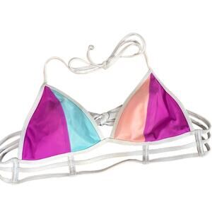 Victoria's Secret Multicolor Triangle Colorblock String Bikini Top Women Sz M